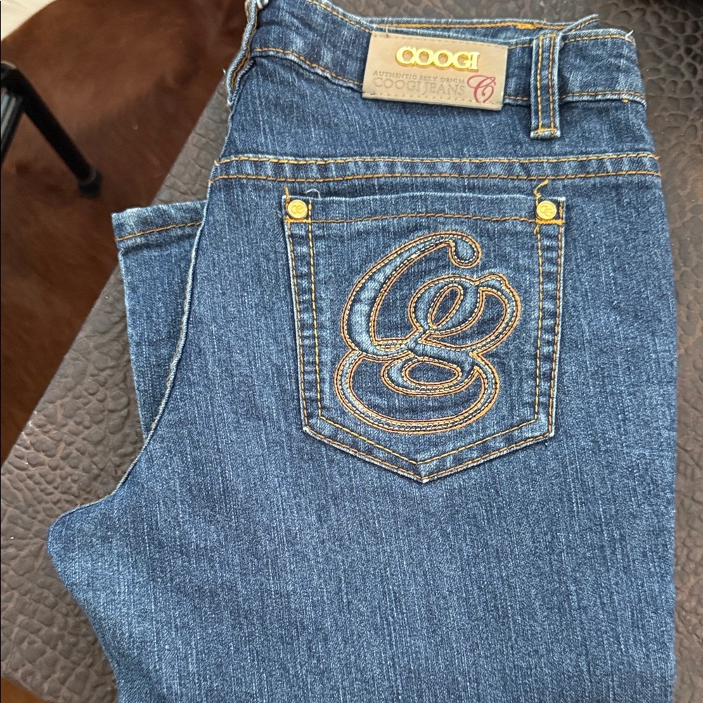 COOGI Dark Blue Jeans with Gold Embroidery